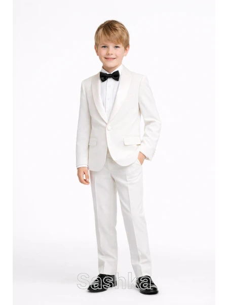 Костюм для хлопчика на випускний Смокінг білий Sashka, розмір 104-146